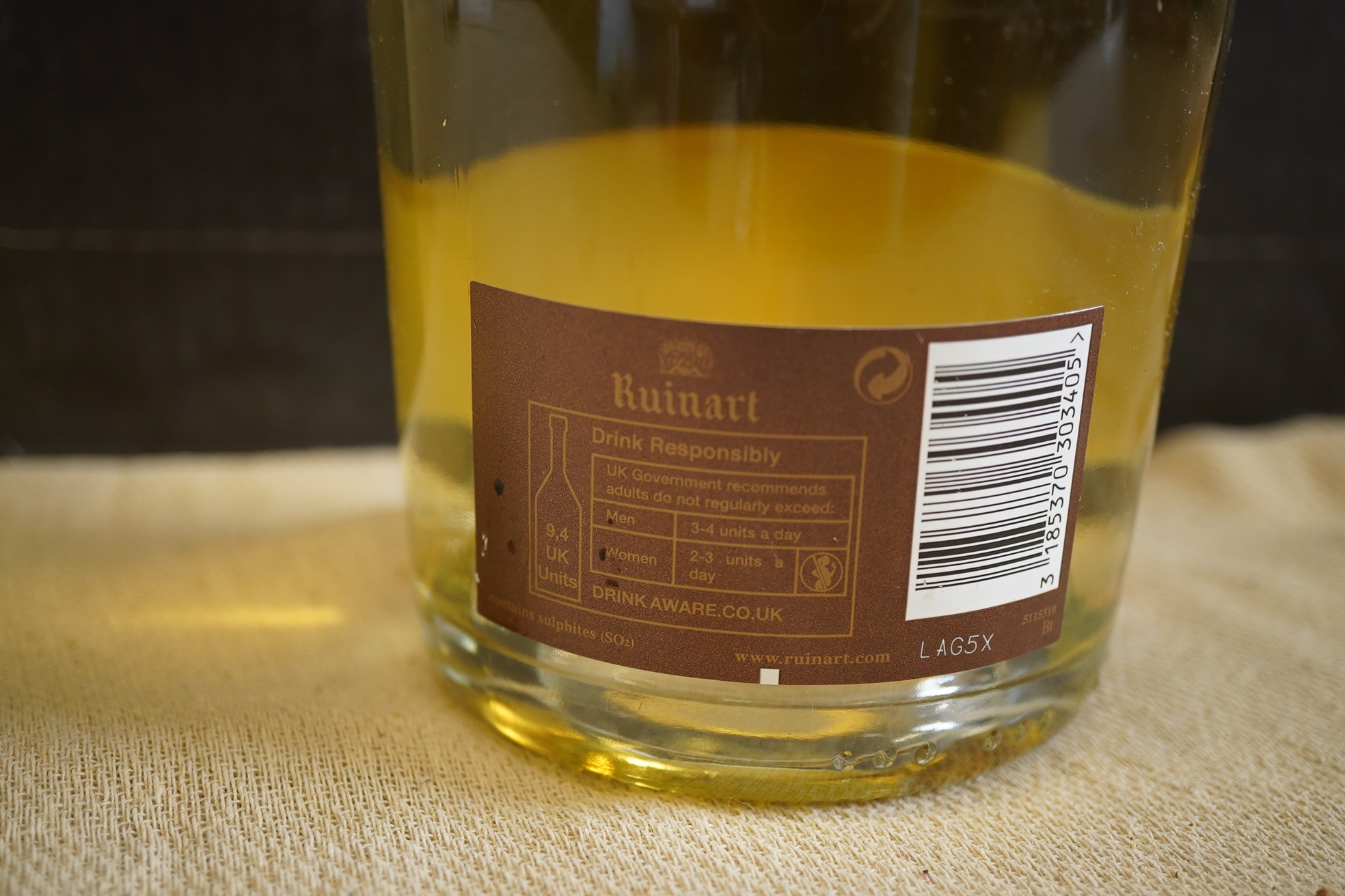 Seven bottles of Ruinart Brut Champagne